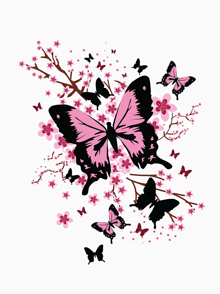 CHERRY BLOSSOM BUTTERFLY by Vishakha Sabharwal Unisex T-shirt, Sweatshirt, Hoodie, Long Sleeve Tee