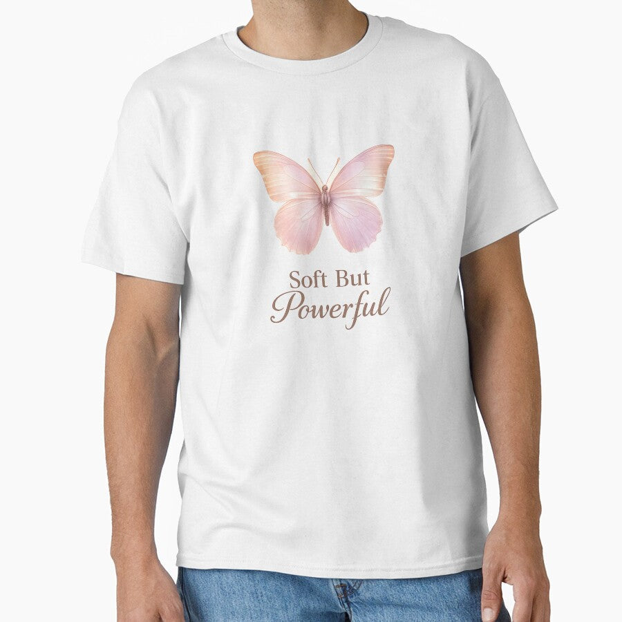 Soft But Powerful Butterfly Aesthetic Pastel Feminine Quote by DreamelleStudio Unisex T-shirt, Sweatshirt, Hoodie, Long Sleeve Tee