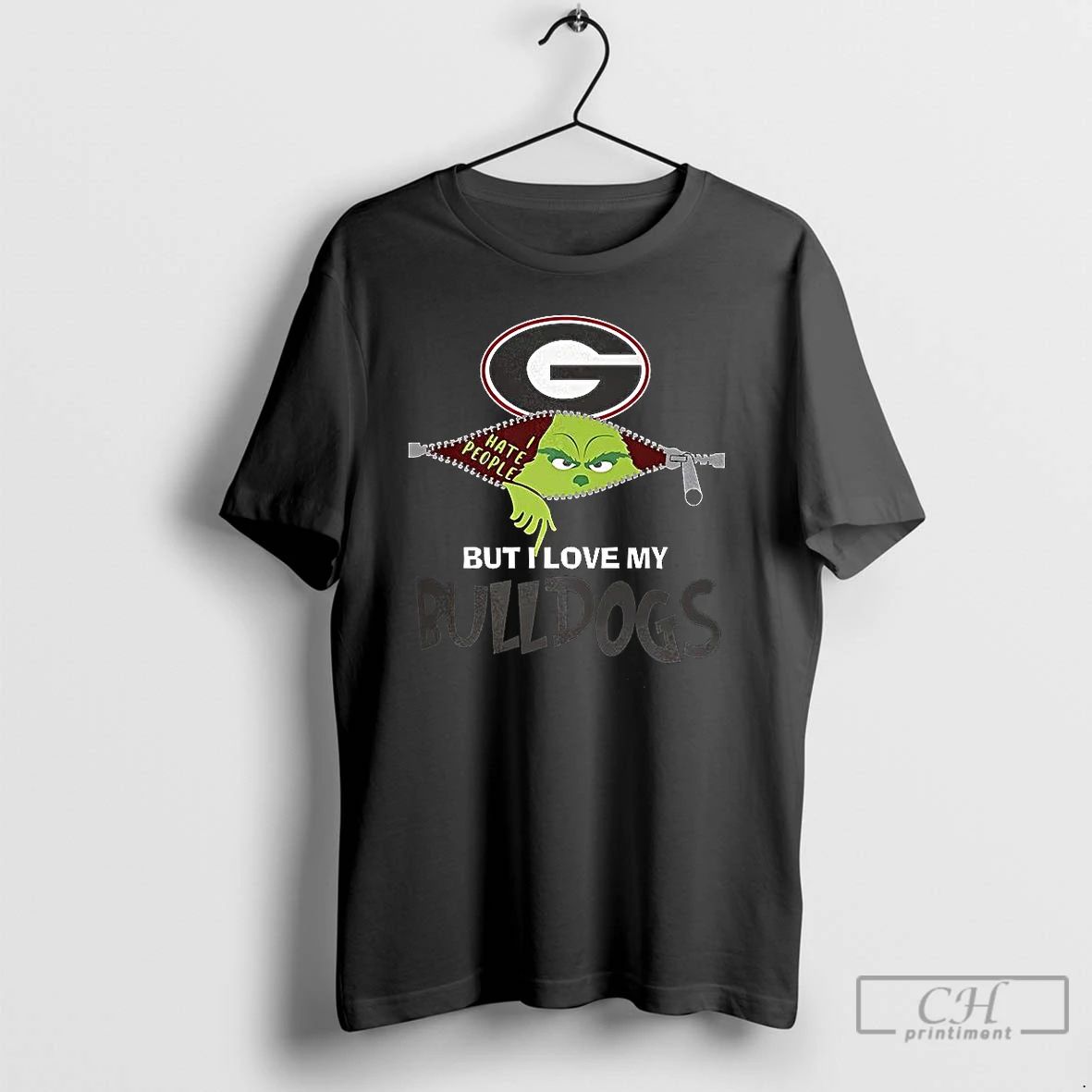 Classic Grinch Zipper I Hate People But I Love My Georgia Bulldogs Football Christmas Unisex T-shirt, Sweatshirt, Hoodie, Long Sleeve Tee